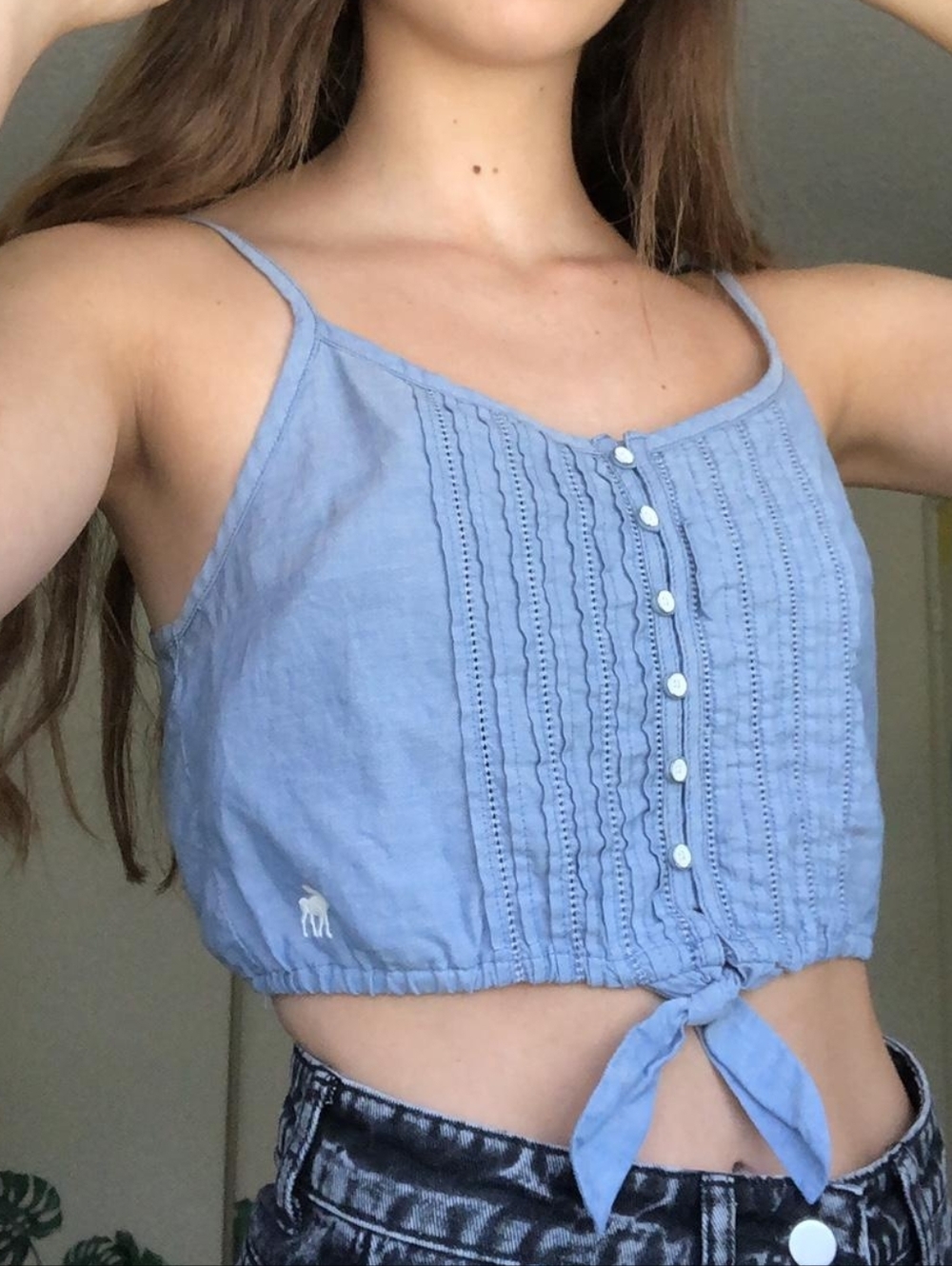 Abercrombie & Fitch Cotton Chambray Crop Top